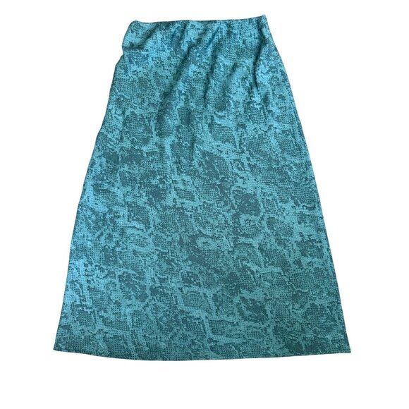 A New Day Y2K Midi Skirt Size S Pull On Snakeskin Abstract Teal Indie Sleeze - Picture 4 of 6